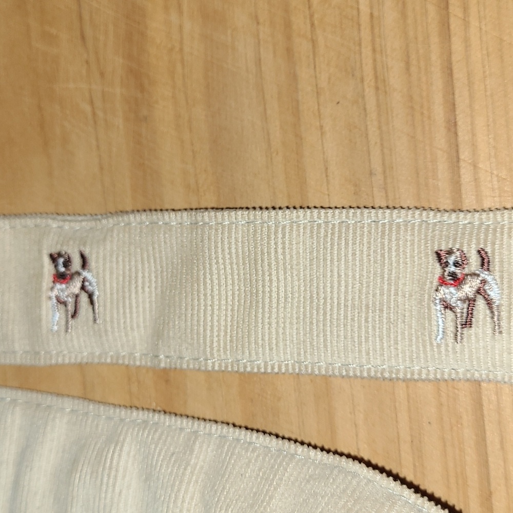 Lands' End Dogs Corduroy Fabric Slip Loop Belt Tan Boxers Jack Russells Girl's M - Picture 6 of 9